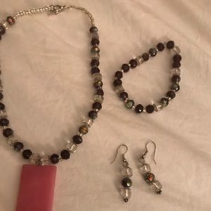 Jewelry set purple and silver beads